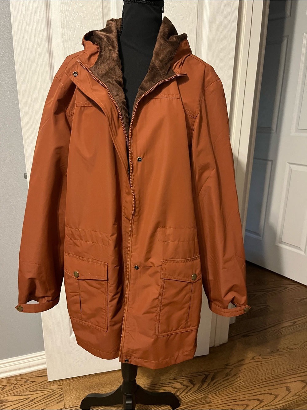 Rust Hooded Waterproof Parka Jacket